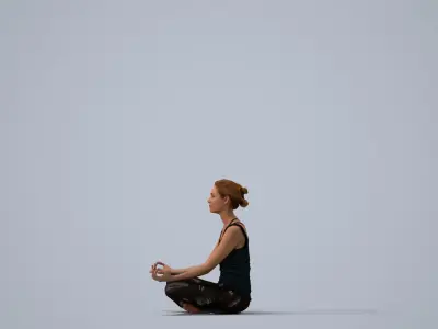 a woman sitting in the middle of a yoga pose 3D model