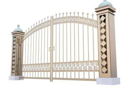 Decorative Metal Entrance Gate Low Poly PBR 3D Model Low-poly 3D model