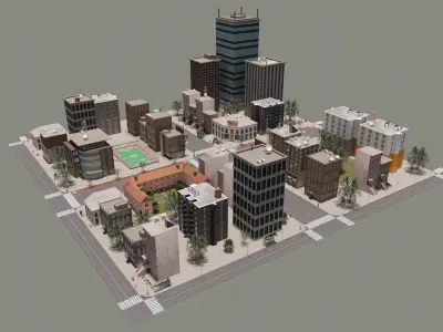 City Low-poly 3D model Low-poly 3D model