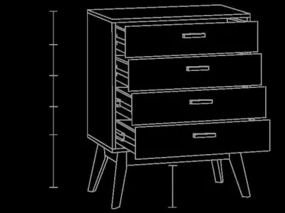 Chest of drawers Nordic Low-poly 3D model
