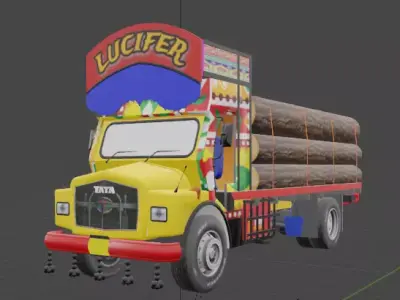 TATA 1613 kerala and tamilnadu style lorry truck with interior 3D model