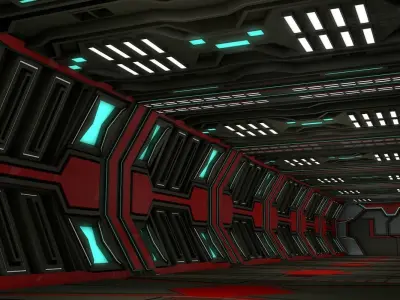 Sci fi corridor 3D model 24