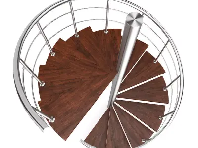 Wooden Spiral Stairs 3 3D model