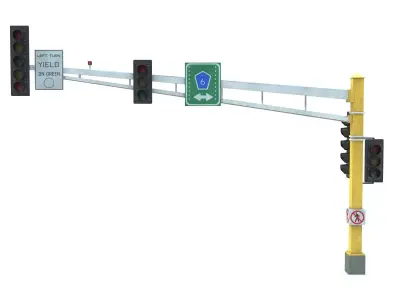 Street Light with Traffic 07 Low-poly 3D model