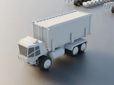 Lowpoly Scifi Vehicle Truck KitBash Low-poly 3D model