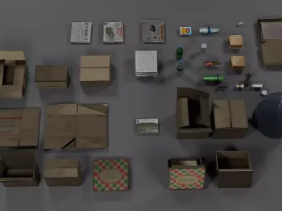 Trash Kit  Low-poly 3D model
