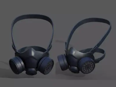 Gas mask helmet 3d model military combat low poly  Low-poly 3D model