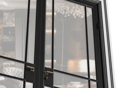 Interior Doors in Art Deco style with corrugated glass 3D model