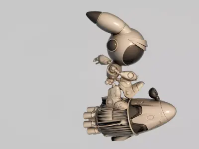 Mechanical Doll Rocket Vehicle Low-poly 3D model