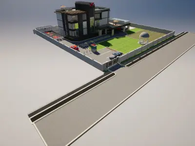 Villa Interior And Exterior Low-poly 3D model