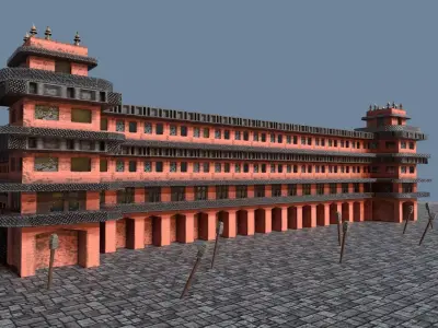 Modular Steampunk Building Low-poly 3D model