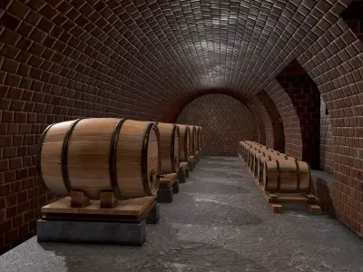 Wine Cellar PBR  Low-poly 3D model
