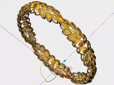 1445 Golden Leaf Bangle 8gm 3D print model