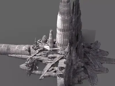 Ancient Babylon City Star Freighter 3D model
