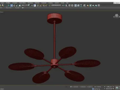 CERES brass chandelier with glass shades Low-poly 3D model