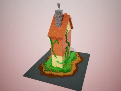3D Voxel cartoon House  Low-poly 3D model
