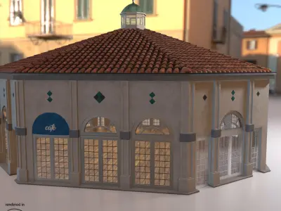 Building by the sea Low-poly 3D model