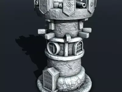 2 towers wooden tower 3D print model