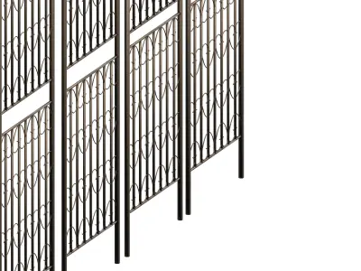 Modular wrought iron fence set Low-poly 3D model
