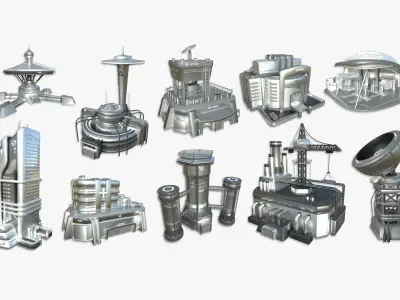 100 Sci Fi Buildings Super Collection - Exterior Design 3D Model Pack