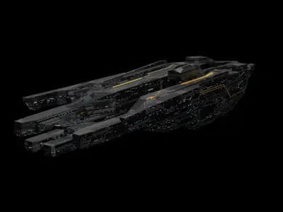 freighter space ship low poly 3D sci fi Low-poly 3D model