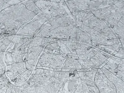 Greater Paris Road Network and Streets 3D model