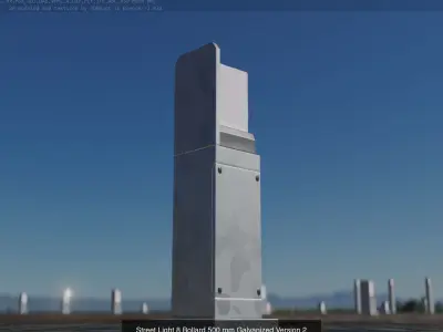 Street Light 8 Bollard Galvanized Version 3D Model Pack