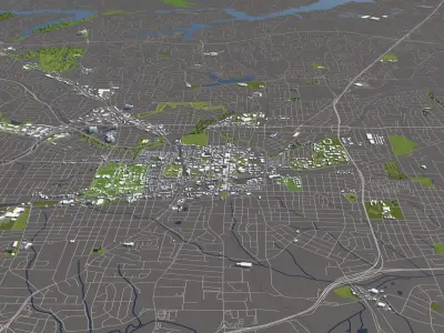 Greensboro NC 50x50km 3D City Map 3D model
