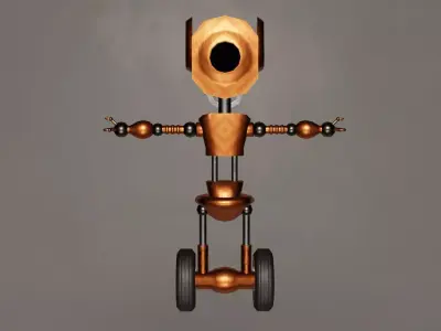 Low Poly Wheel Robot- Rigged Low-poly 3D model