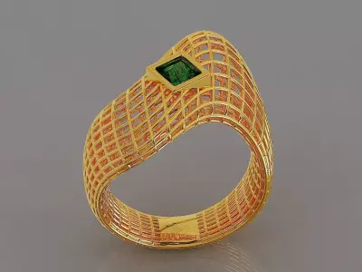 Princess Cut Solitaire Ring Setting with Lattice Structure 3D print model