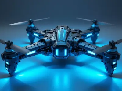 Futuristic Drone 3D Model Sci-Fi UAV  Game-Ready Low Poly  Low-poly 3D model