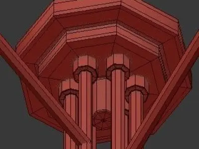 Untitled ceiling light with five circular shades in gold 3D model