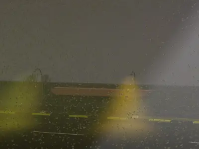 night time foggy rain fall street Low-poly 3D model