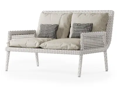 Rattan two-seater sofa DR52  3D model