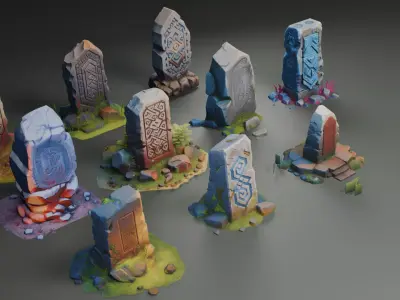 Stylized Runestones 3D model