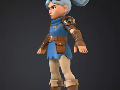 Stylized Fantasy Female Adventurer   Game Ready 3D Character PBR Low-poly 3D model