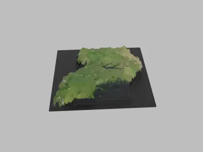 Uganda Map Country Low-poly 3D model