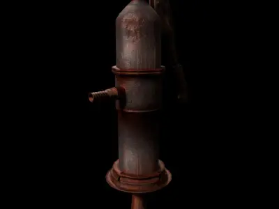 Indian Style Old Rusty Handpump Low-poly 3D model