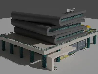 Book Shaped Low Poly Library Low-poly 3D model