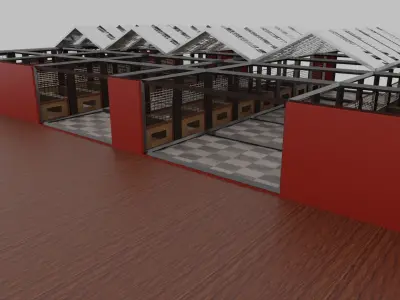 Horse Stable Low-poly 3D model