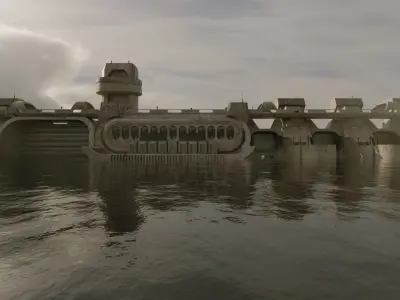 The DAM sci-fi Low-poly 3D model