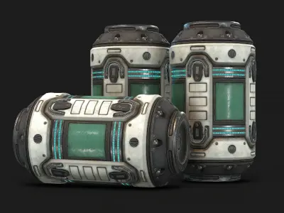 Sci Fi Barrel Low Poly Low-poly 3D model