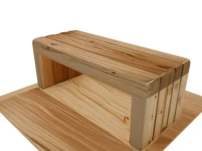 Simple Wooden Bench 3D Model Low-poly 3D model