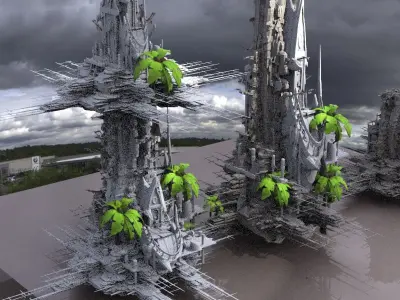 Tribal Island beach Towers Kit bash 2  3D model