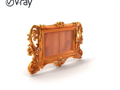 Ornate Renaissance Golden Frame model pack Low-poly 3D model