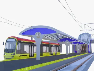 Warsaw tram stops II 3D Model Pack