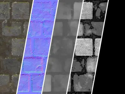 Pavement Materials 27- Slat Stone Paving - Pbr 4k Seamless Texture