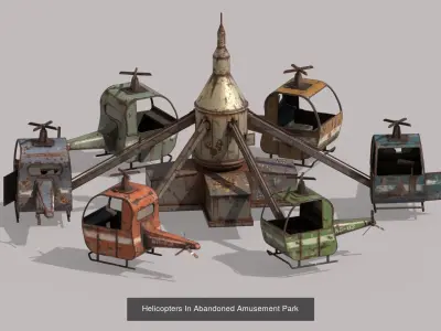 Collection Of  Abandoned Amusement Park 3D Model Pack