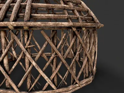 Primitive Wood Stick Jungle Shelter 7 Low-poly 3D model