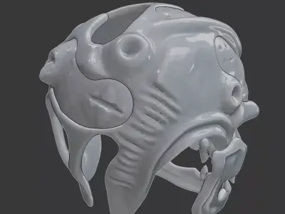 Sci Fi Biomechanical Helmet With Jaw Piece  3D print model